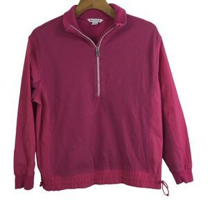 ATHLETA Triumph Hybrid Half Zip Sweatshirt Hot Pink Barbiecore Size Small